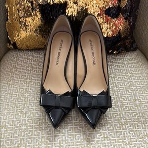 Audrey Brooke Black Pointed-Toe Heels with Bow